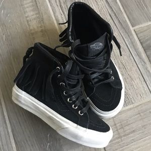 Black suede high top Vans for girls